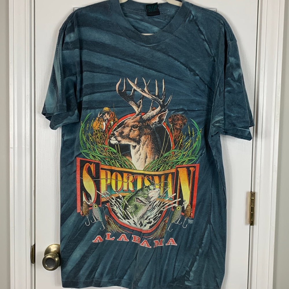 Tee’s camouflaged short sleeved tee shirt size XL. Sportsman Alabama. Vintage